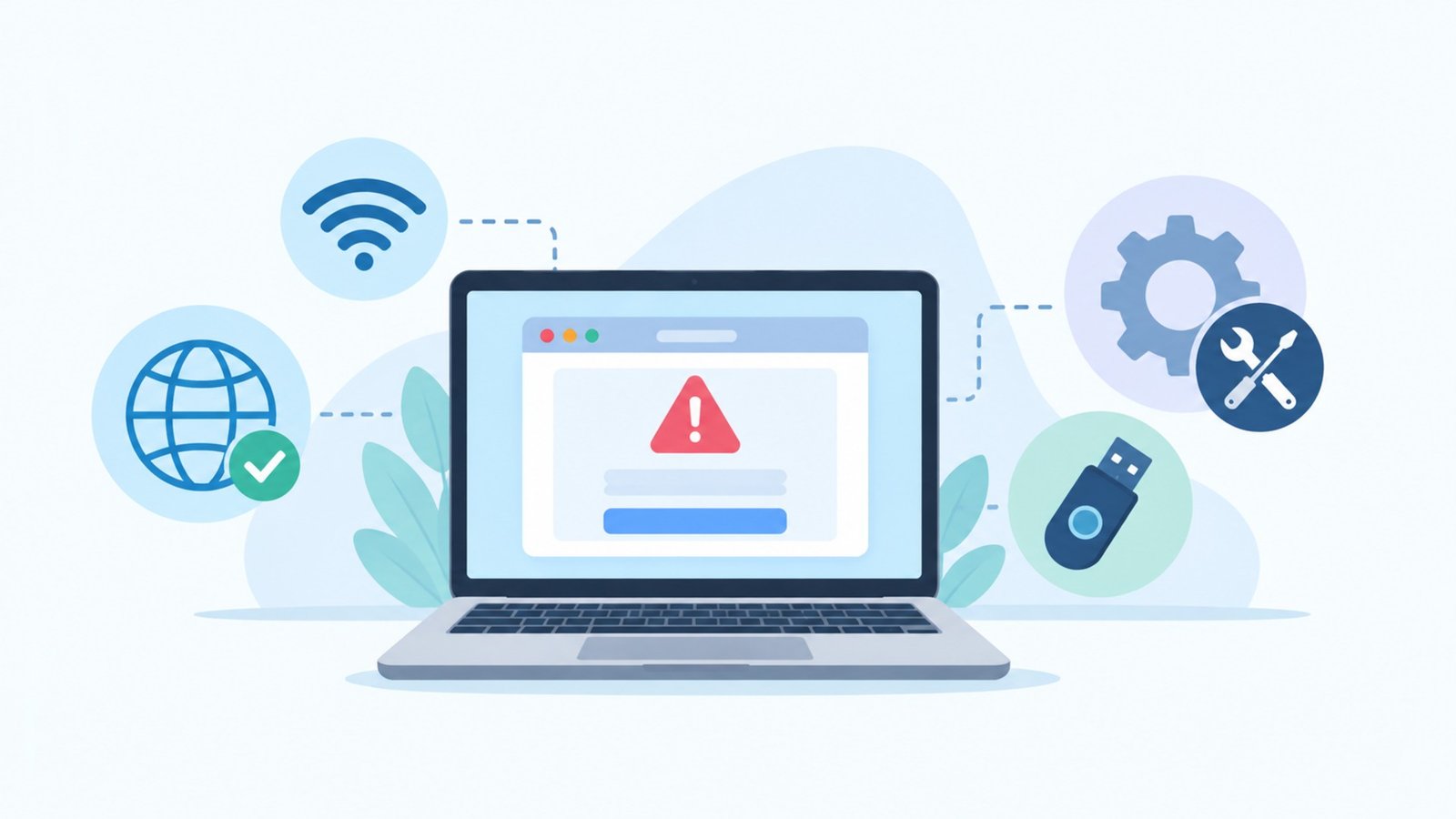 Employee portal troubleshooting and access support illustration